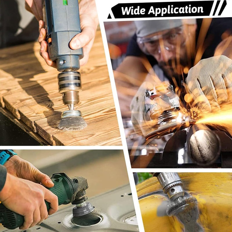 6Pcs Carbon Steel Wire Brush Wheel Cup Set with 1 4 Inch Hex Shank for Drill Stripping - Image 2